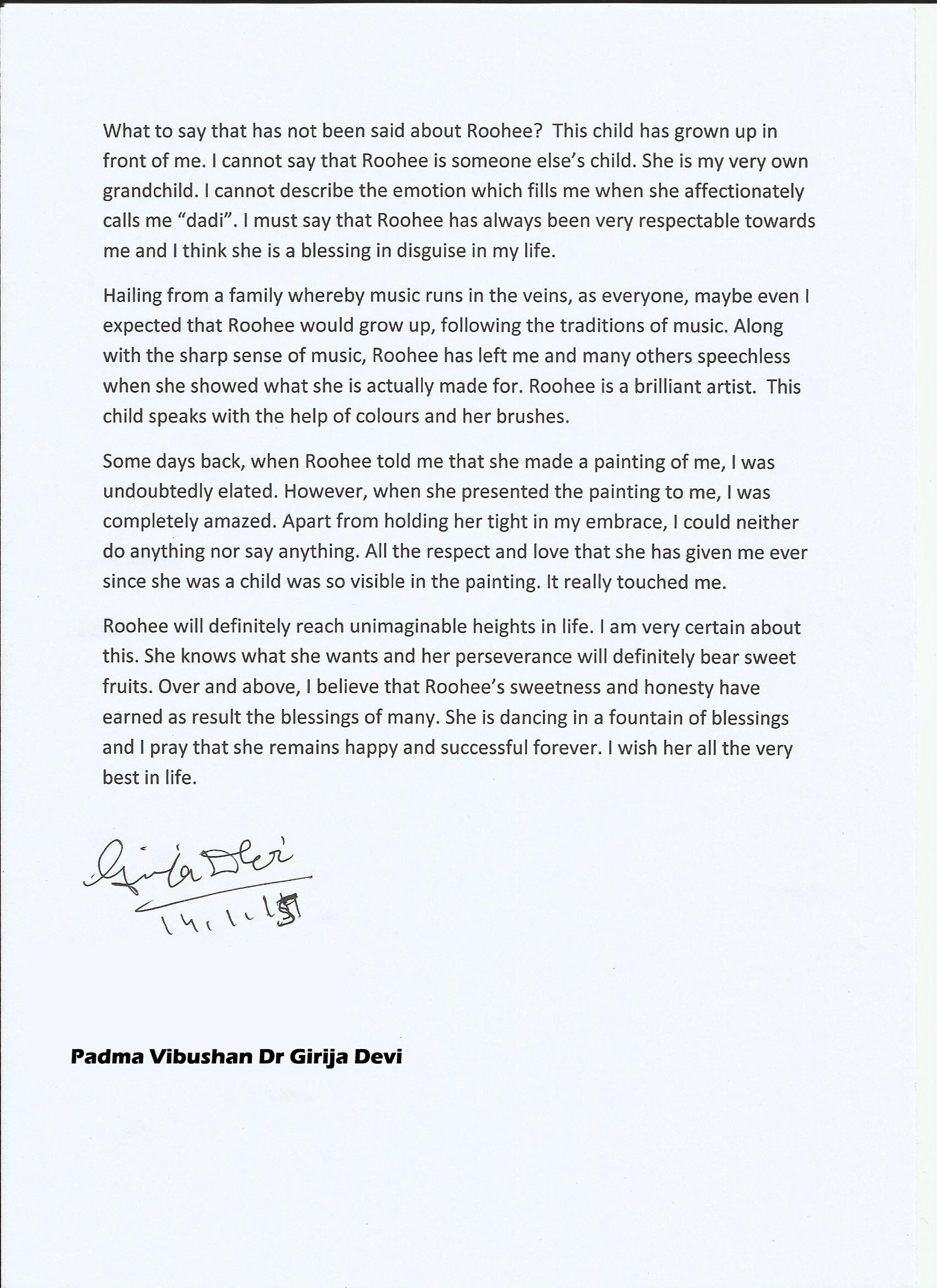 Appraisal from Girija Devi