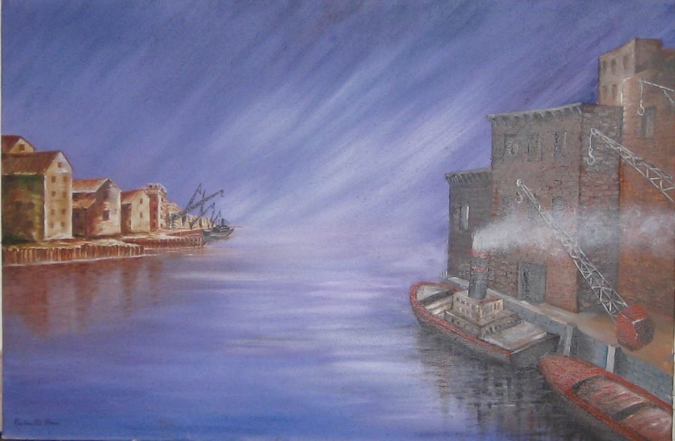 Harbor Side — Oil on canvas — painting by Roohee Ali Khan